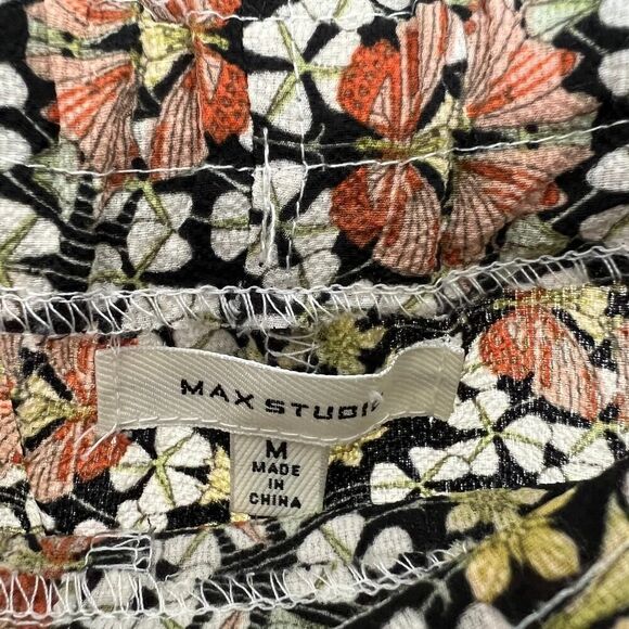 Max Studio‎ Crepe Wide Leg Paper Bag Pull On Pants Gingko Leaf Size Medium - Picture 4 of 8